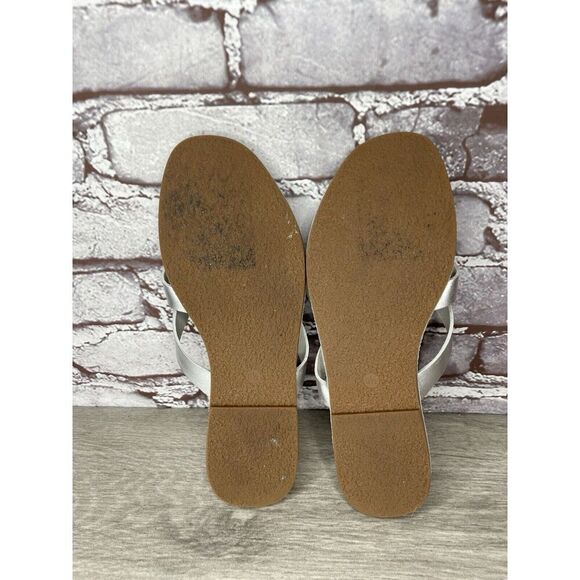 Madewell Boardwalk Silver Metallic Leather Thong Sandals Women’s Sz 6.5M US/37EU - Picture 7 of 16